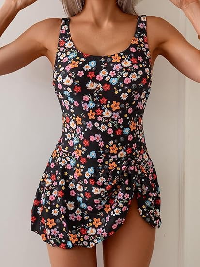 ZANKLEY One Piece Swimdress Swimsuits for Women Tummy Control Swim Dresses Skirt Bathing Suit