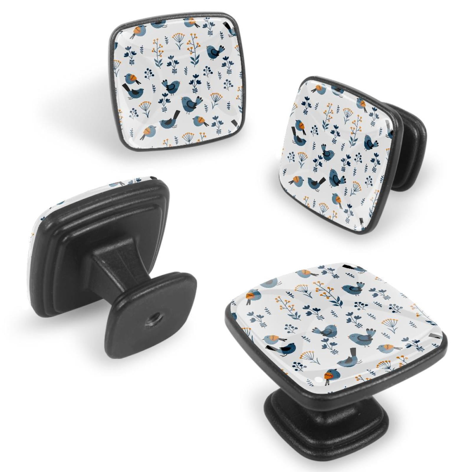 4 Pcs Cabinet Handle Drawer Pulls Spring Bird Knobs with Screws Square Furniture Office Cabinet Knob Decoration