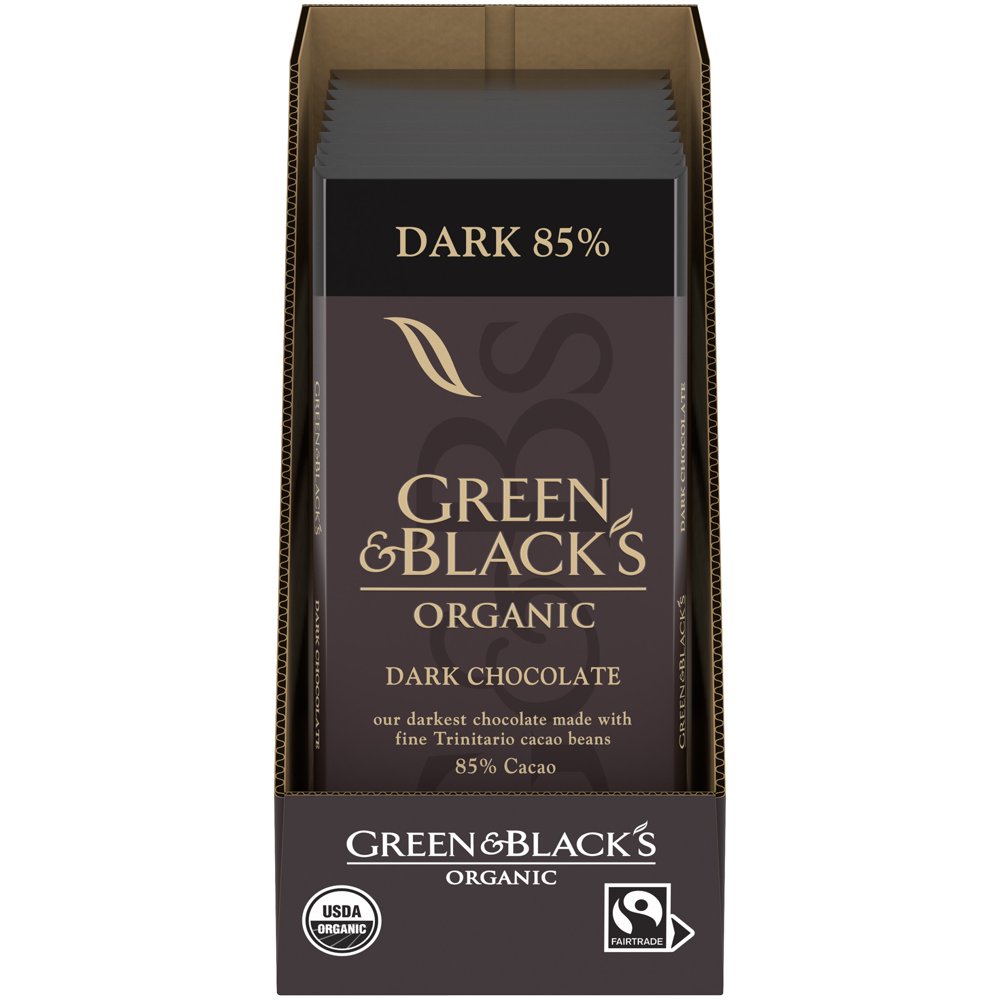 Green & Black's Organic Dark Chocolate Bar, 85 Cacao, 10 3.17 oz Bars