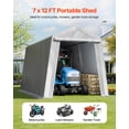 thumbnail image 6 of VEVOR Outdoor Storage Shed, 7 x 12 ft Portable Storage Tent with Roll-up Door & Vents, Waterproof Canopy Shed Shelter, Heavy Duty Frame, Patio Garage Carport for Motorcycle, Lawn Mower, Bike, Grey, 6 of 9