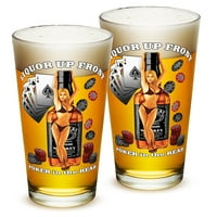 Pint Glasses “ Man Cave Gifts for Men or Women “ American Beer Glassware “ Liquor Up Front Poker in The Rear Beer...