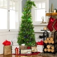 thumbnail image 1 of 5' Whimsical Christmas Tree, Pre-Lit Artificial Tree with LED Lights, Bright Green, Unique Curved Shape with Full Base for Indoor and Outdoor Home Office Holiday Party Decor, 1 of 8