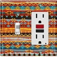 thumbnail image 1 of Metal Light Switch Plate Cover Ethnic Aztec Tribal Art Pattern Orange SFR058, 1 of 13