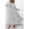 thumbnail image 4 of Women's Boho Leopard Print Ruffle Long Sleeve V Neck Casual Flowy Party Maxi Dress, 4 of 7