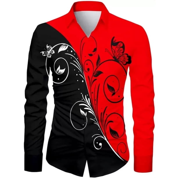 Nuevo patrón floral de alta definición de moda para hombres, color degradado de moda para hombres, informal, para fiestas al aire libre, suave y cómodo