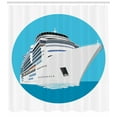 thumbnail image 3 of Cruise Ship Shower Curtain, Large Touristic Passenger Ship in the Sea Journey Sailing Summer, Fabric Bathroom Set with Hooks, 69W X 70L Inches, Blue Pale Blue and White, by Ambesonne, 3 of 3