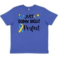 thumbnail image 3 of Inktastic Just Down RIght Perfect Down Syndrome Awareness Ribbon Youth T-Shirt, 3 of 5