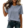thumbnail image 4 of cocolona Summer Striped Button Pullover Tops for Women Short Sleeve Crew Neck Shirts Loose Casual Blouses, 4 of 7