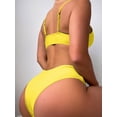 thumbnail image 2 of Hotian Women Self Tie High Cut Bikini Set Drawstring High Leg Swimsuits Yellow L, 2 of 6