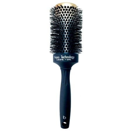 Round Ceramic Ionic Nano Technology Large Hair Brush by Better Beauty Products, XL/2 inch/53mm Barrel with Nylon Bristles, Professional Salon Brush, Black with Metallic (Best Large Round Hair Brush)