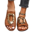 thumbnail image 3 of Wide Width Shoes for Women, Leather Sandals for Women, Women Flat Sandals, Women's Gold Flip Flops Summer Sandals 2026 Wedding Dressy Vacation Beach Open Toe Slides Shoes, Light Brown 5.5, 3 of 9