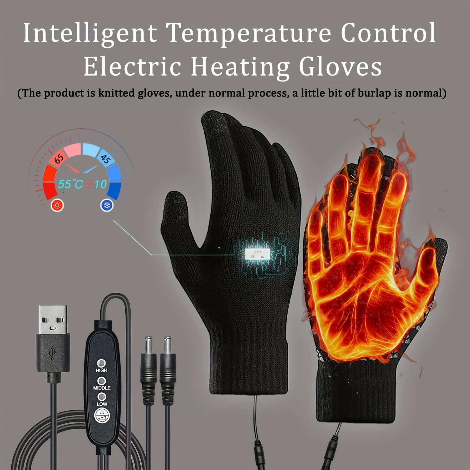 KELI Smart Heated Gloves – 3-Level Warming, USB Rechargeable, Touchscreen Compatible – Windproof & Waterproof for Skiing, Motorcycle Riding & Outdoor Work (Men & Women)