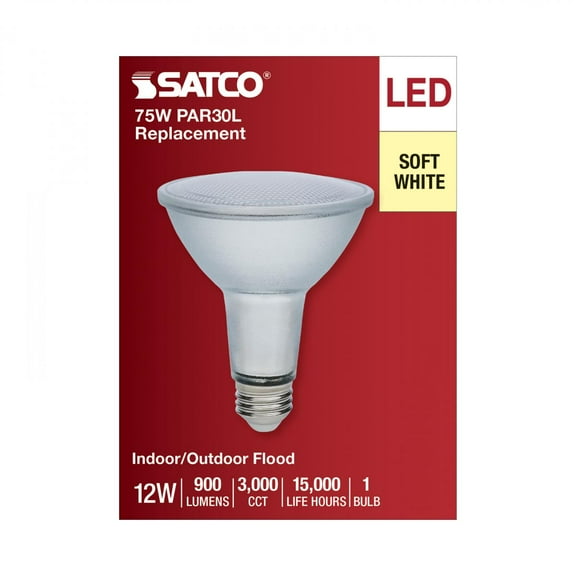 12 Watt Econo LED PAR30LN - 3000K - 35 Degree Beam Angle - Medium Base - 120-277 Volt - Silver Finish - 6-Pack