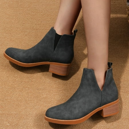

Gubotare Hiking Boots Women Womenâs Chelsea Boots Fashion Platform Block Heels Slip On Combat Ankle Booties Blue 7.5