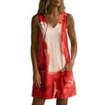 thumbnail image 6 of Guieoi Womens Dresses Plus Size Summer Sleeveless V-Neck Casual Dress with Pockets, Loose-Fit Casual Red XXXL, 6 of 7