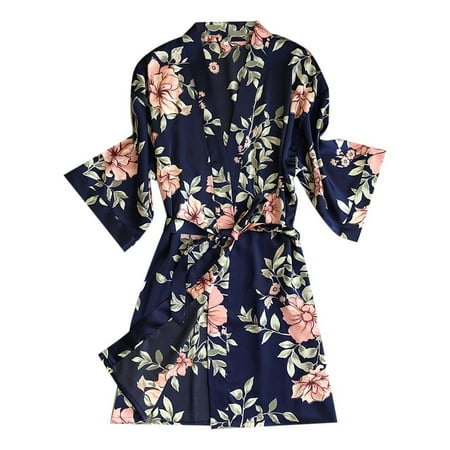Floral Printed Summer Bathrobes Ladies Fashionable Robe Female Home