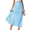 thumbnail image 4 of Womens Polka Dot Maxi Skirt Summer Elastic High Waisted A Line Flowy Fishtail Elegant Long Skirts Light Blue, 4 of 6