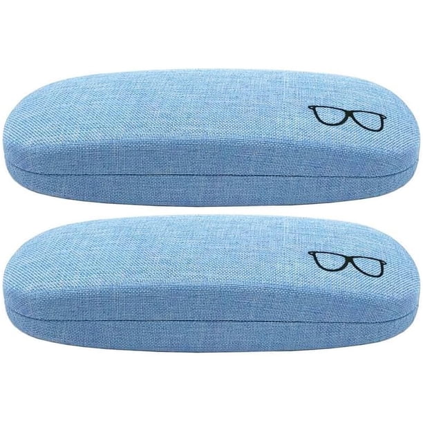 ABAJI - Estuche para lentes de lectura, 2 unidades, caja de fibra de lino, forro de pelusa rígido, cierre a presión, organizr de anteojos de sol para hombres y mujeres