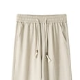 thumbnail image 5 of LEKWK Linen Pants Men Baggy Fit Elastic Drawstring Waist Trousers with Pockets Lightweight Loose Fit Casual Wide Leg Pants Summer Beach Vacation Outfits, 5 of 8
