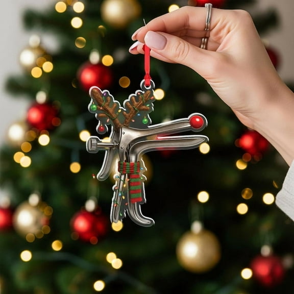 TiniDecor Reindeer Speculum Ornament 2025, Funny Christmas Tree Decor, Acrylic, Double-Sided
