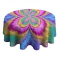 thumbnail image 4 of Colorful Tie Dye Pattern Round Tablecloth 60"x60",Wrinkle Wipeable Table Cloth for Kitchen Dining Room Picnic Patio Party, 4 of 6