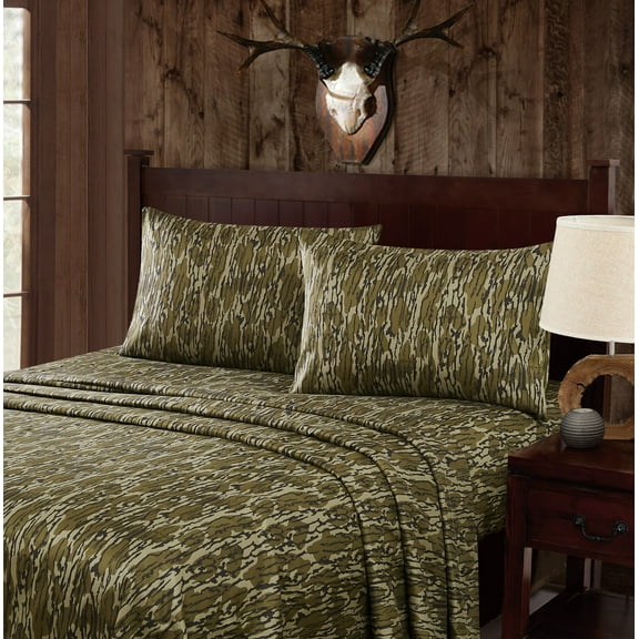Mossy Oak® Bottomland Camouflage Microfiber Sheet Set Multiple Polyester 4-Piece Queen Sheet Set, OEKO-TEX Certified Safe for All Ages