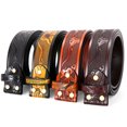 thumbnail image 3 of Classic Western Denim Design Leather Flower/Horse/Bull-head Design Snap Button Belt Men's Women-No Buckle, 3 of 3