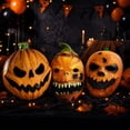 thumbnail image 3 of Scary Pumpkin Mask Halloween Jack-O-Lantern Evil Scary Face Latex Head Mask Creepy Masquerade Party Cosplay Costume Prop For Adults Holiday Dress Up, 3 of 7