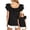 Black, variant on Guitiannn Bow Tie Back Blouse with Ruffled Round Neck Cute Casual Short Sleeve for Summer Womens Western Shirt T Shirts Women Loose Fit Acting Pro Skirt Pile Pants Womens Short Sleeve Hiking Shirts