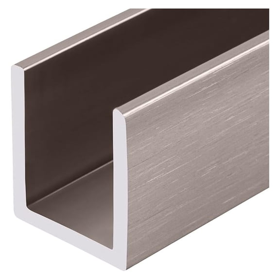 Shower Door U-Channel, 95" Brushed Deep U Channel for Fixed Glass Panels, SDCD12BN - Shower Enclosure Support, Wall Mount, Ceiling & Floor Installation