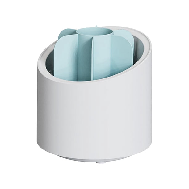 Estuche de almacenamiento giratorio sencillo para brochas de maquillaje, con 6 compartimentos Azul sin tapa
