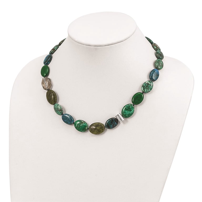 925 Sterling Silver Natural Stone Necklace Chain Jade, Crystal