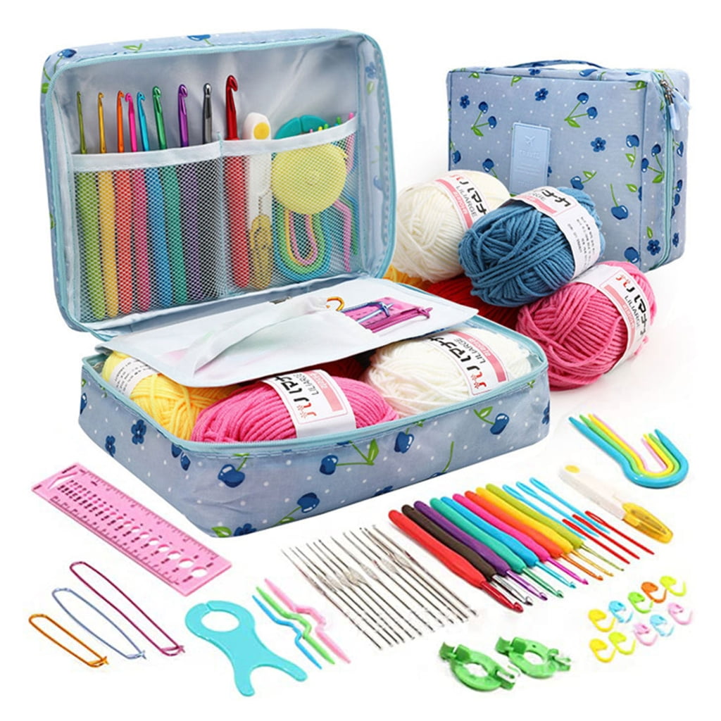 Crochet Hook Collection Featuring 58Pieces with Ergonomic Grips and Lightweight Aluminum Hooks Useful Gift for Mom, Kids