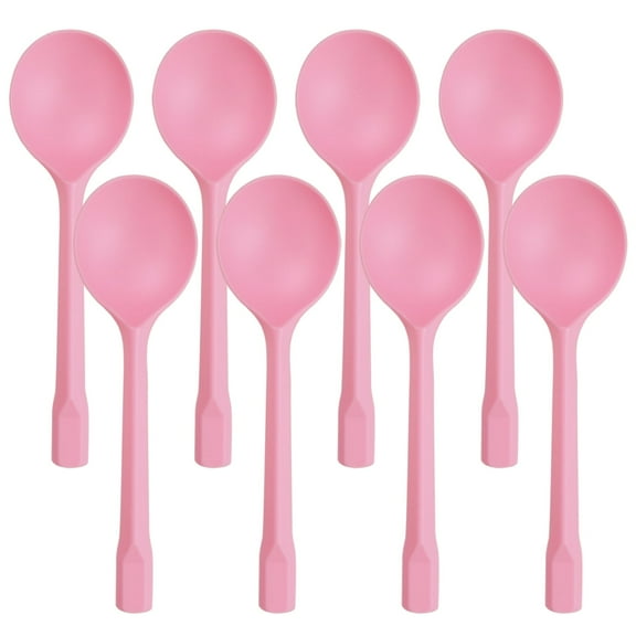 Pack of 100 Pink Extra-Heavy Weight Disposable Plastic Spoons Disposable Flatware Silverware for Soup Dessert Ice Cream Take Out Spoon