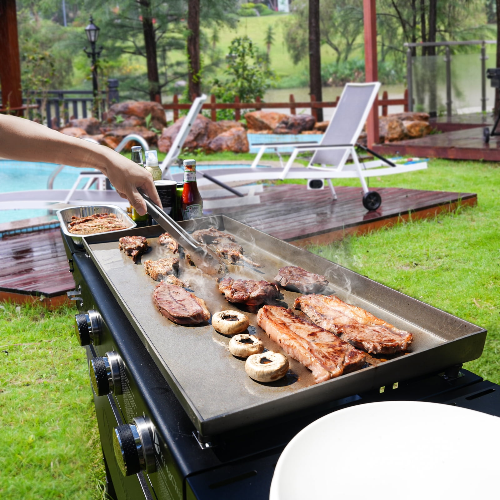 KingChii 3 Burner 28 Propane Griddles Outdoor Flat Top Gas Grill Griddle for Camping Tailgating BBQ Parties Backyard Patio Walmart