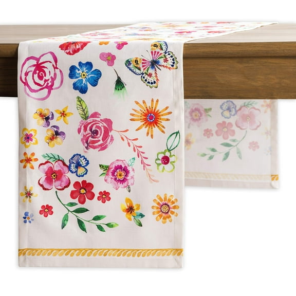 Maison d' Hermine Happy Florals - Sweety 100% Cotton Table Runner for Party | Dinner | Holidays | Kitchen | Spring/Summer [Single Layer (14.5 Inch by 108 Inch)]