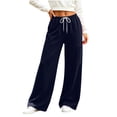 thumbnail image 2 of YHAJDS Women Straight Wide Leg Joggers Comfort Loose Fit Elastic Waist Solid Color Outdoor Casual Bottoms With Side Pockets, 2 of 8