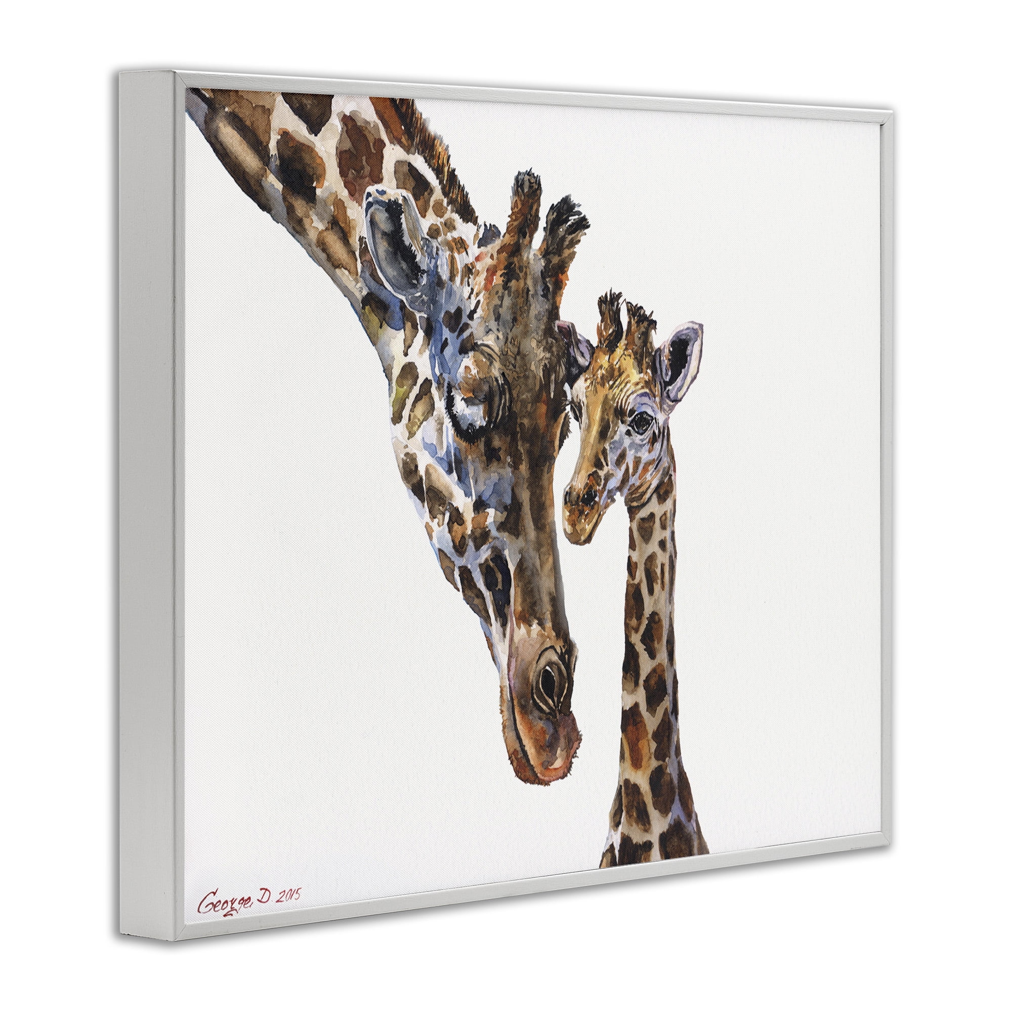 Stupell Industries Baby Giraffe Animal Watercolor Animals & Insects Painting White Framed Art Print Wall Art, 14 x 11