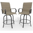 thumbnail image 3 of Memoryfield Outdoor Swivel Bar Stools Set of 2, Bar Height Patio Chairs with High Back & Armrests, Textilene Fabric Bar Stools for Patio, Deck, Backyard & Garden, Gray, 3 of 7