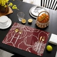 thumbnail image 3 of Red Flowers Placemats Set of 6, Spring Floral Botanical Modern Art Placemats for Dining Table, Place Mats for Kitchen Tabletop, Waterproof Wipeable Dining Table Mats Set, 3 of 9