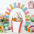thumbnail image 2 of YingYouFu Baseball Easter Basket Halloween Sports Baskets Canvas Easter Eggs Hunt Candy Bucket Tote for Easter Halloween, 2 of 6