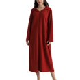thumbnail image 2 of Jinda Women's Long Sleeve Robe Soft House Coat Zipper Comfy Winter Pocket Housedress Nightgown Long Housecoat Sleepwear Burgundy X-Large-XX-Large, 2 of 4