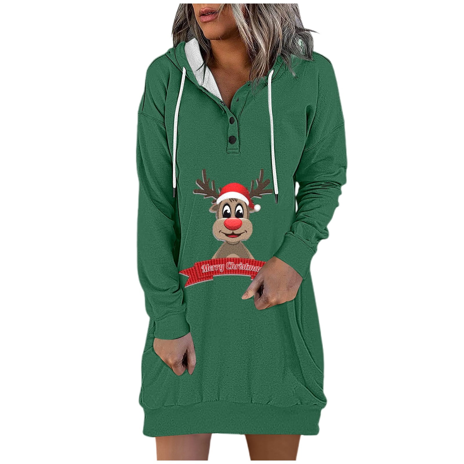 Robe Imprimée à Manches Longues Pour Le Jour De Noël Décontractée Pour