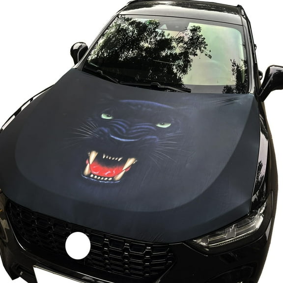 Leopard Car Hood Cover Flag ,Leopard Engine Banner Flag,3.3X5ft,100% Polyester Elastic Fabrics Can be Washed