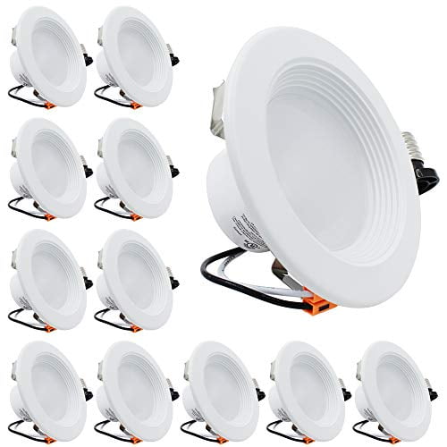 ESD Tech 12 Pack 4 Inch LED Recessed Lighting Trim Dimmable Retrofit