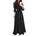 thumbnail image 6 of ASFGIMUJ Womens Lady Casual Fashion Long Sleeve Lapel Maxi Long Dress Solid Shirt Dress Black S, 6 of 6