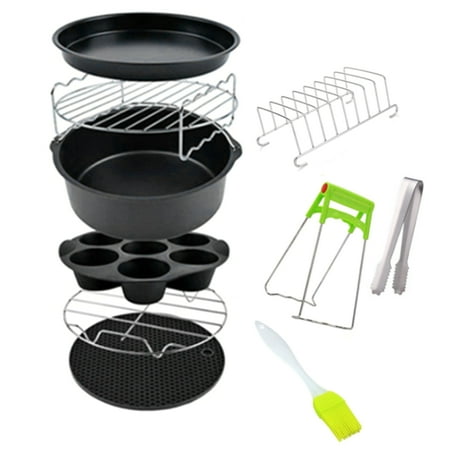 

10Pcs Fryer Accessories 7 Inches for Airfryer 3.2-5.8QT Fryer Baking Basket Pizza Tray Kitchen Cooking Tools