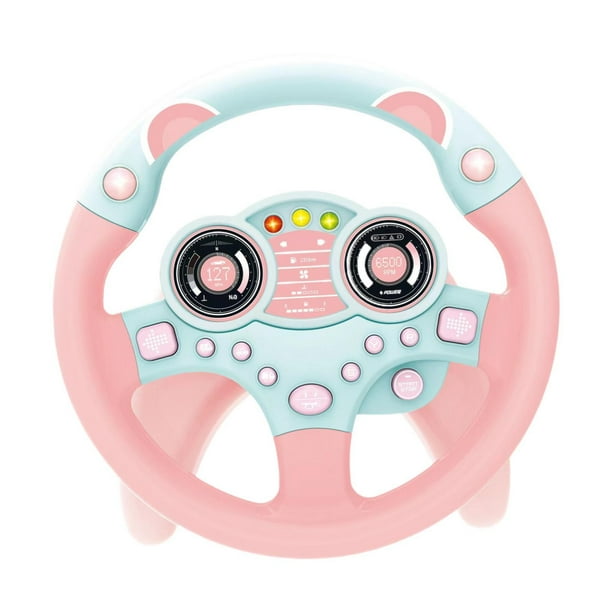 Volante para niños, juguete con sonido para niños, regalos de cumpleaños, juguete de conducción de simulación, juguetes para bebés Rosa