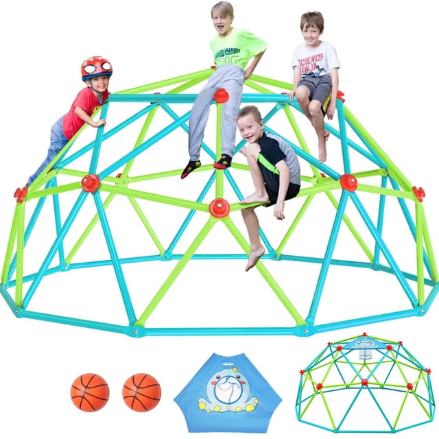 Cúpula de escalada Zupapa, 10 pies, decagonal, con forma de cúpula geométrica, color verde