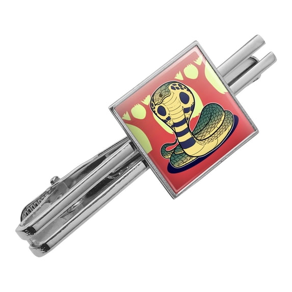 Cobra Snake Square Tie Bar Clip Clasp Tack- Silver or Gold